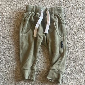 Little Bipsy Olive Green Joggers with White Drawstring